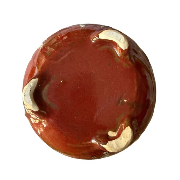 Majolica Style Round Pottery Planter 5 Frogs Bowl Turquoise Brown Drip Glaze - Picture 5 of 7